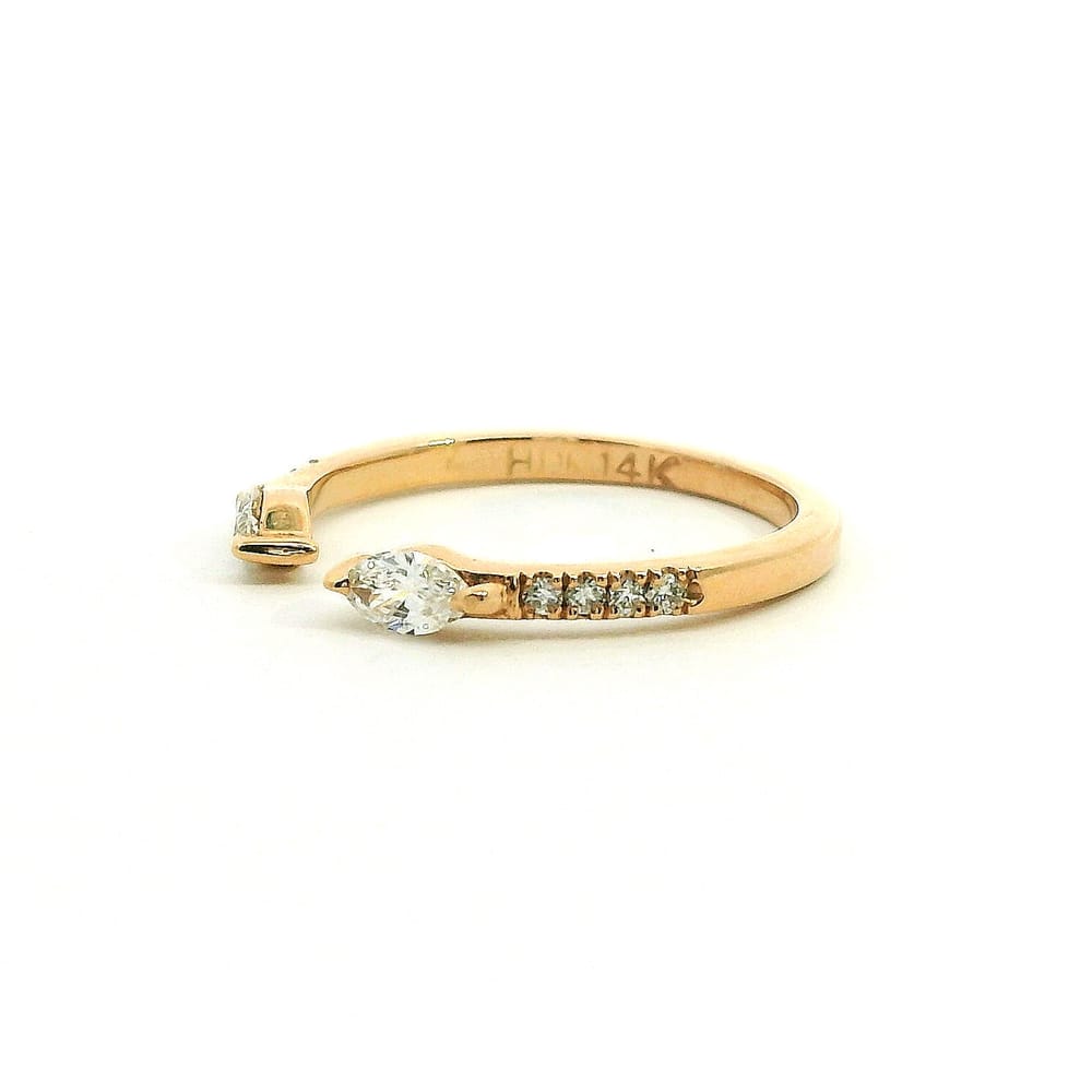 14K RG DIAMOND STACKABLE RING MARQUISE X 2ROUND X 8