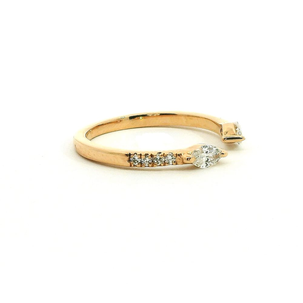 14K RG DIAMOND STACKABLE RING MARQUISE X 2ROUND X 8