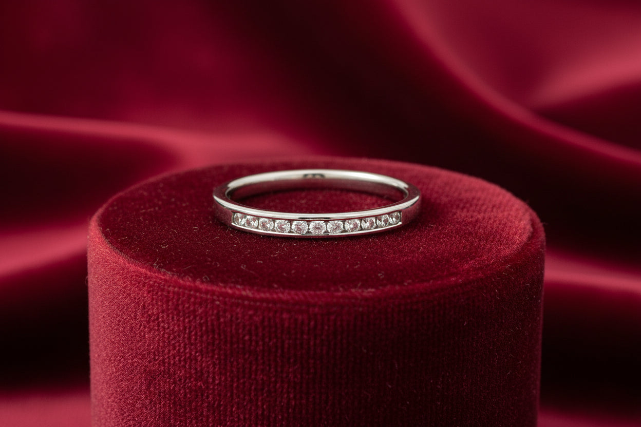 10K WHITE GOLD .10TW DIAMOND CHANNEL SET ANNIVERSARY BAND