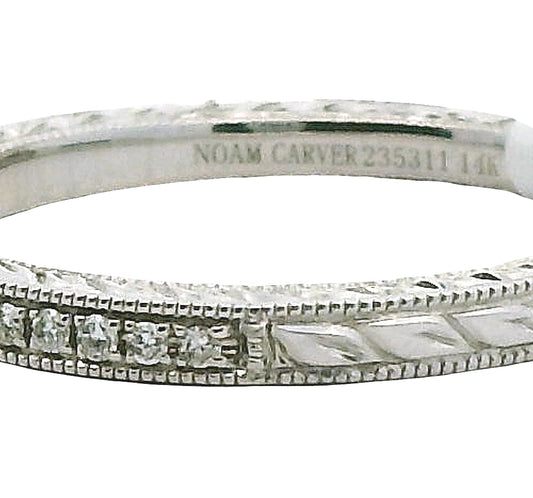 14K WG .09CT SI GH DIAMOND BAND WITH ETCHING SIZE 6.5