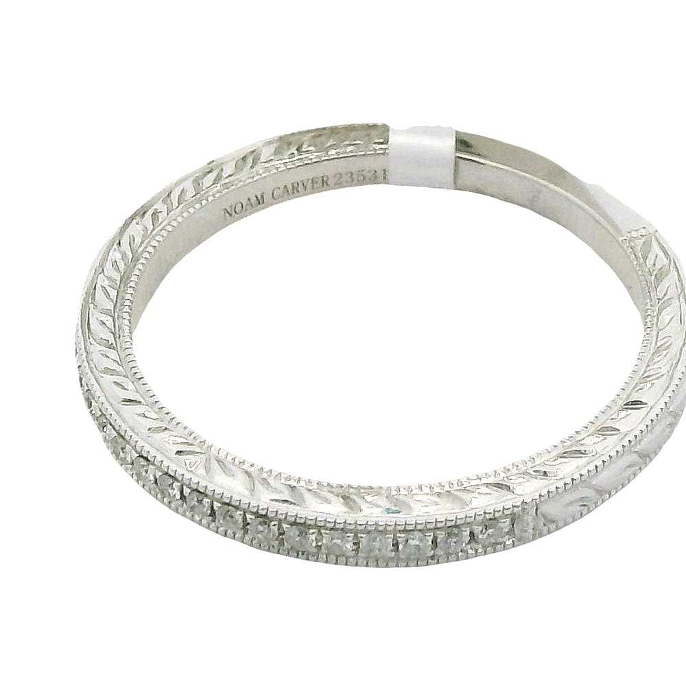 14K WG .09CT SI GH DIAMOND BAND WITH ETCHING SIZE 6.5