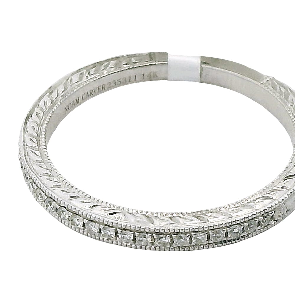 14K WG .09CT SI GH DIAMOND BAND WITH ETCHING SIZE 6.5