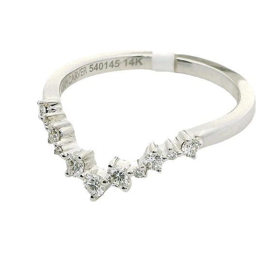 14K WG NAOM CARVER STACKABLE BAND ACCENTED WITH 11=0.24CTW DIAMONDS SIZE 6.5 WARRANTY #540145