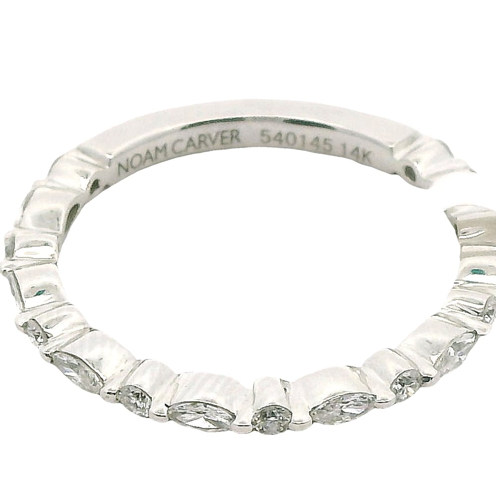 14K WG NOAM CARVER STACKABLE BAND ACCENTED WITH 8=0.22CTW MARQUISE DIAMONDS & 9=0.13CTW RD DIAMON...
