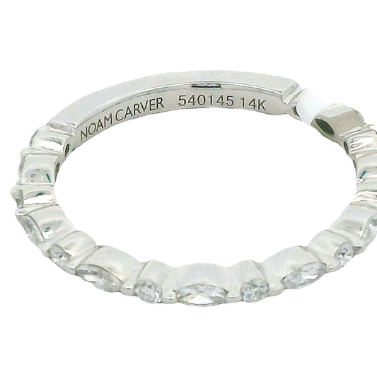 14K WG NOAM CARVER STACKABLE BAND ACCENTED WITH 8=0.22CTW MARQUISE DIAMONDS & 9=0.13CTW RD DIAMON...