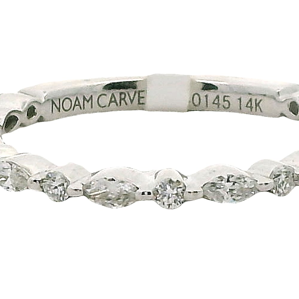 14K WG NOAM CARVER STACKABLE BAND ACCENTED WITH 8=0.22CTW MARQUISE DIAMONDS & 9=0.13CTW RD DIAMON...