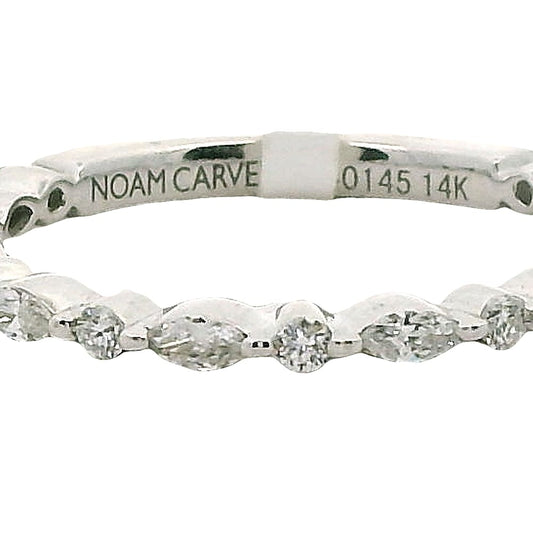 14K WG NOAM CARVER STACKABLE BAND ACCENTED WITH 8=0.22CTW MARQUISE DIAMONDS & 9=0.13CTW RD DIAMON...