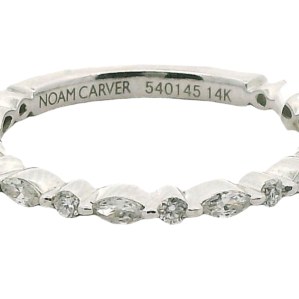 14K WG NOAM CARVER STACKABLE BAND ACCENTED WITH 8=0.22CTW MARQUISE DIAMONDS & 9=0.13CTW RD DIAMON...