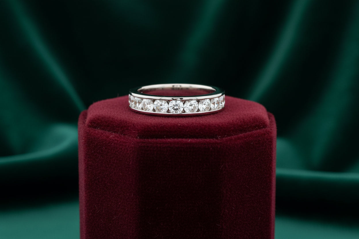 14K WG 1.00CTW DIAMOND CHANNEL SET BAND SZ 6.5