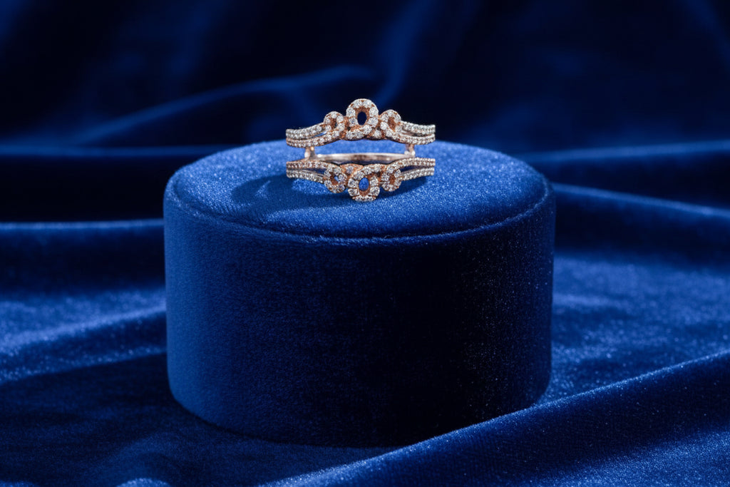 14K WG/RG .64TW DIAMOND MICOR PAVE RING ENHANCER