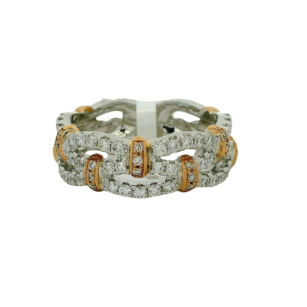 Lady's Two-Tone 14 Karat Band Wedding Band With = 0.64Tw Round G Si1 Diamonds