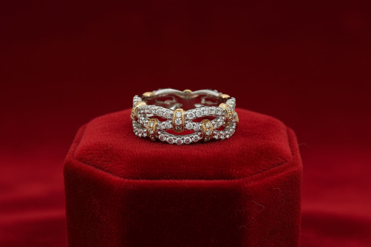 Lady's Two-Tone 14 Karat Band Wedding Band With = 0.64Tw Round G Si1 Diamonds