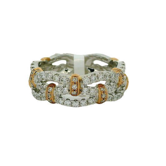 Lady's Two-Tone 14 Karat Band Wedding Band With = 0.64Tw Round G Si1 Diamonds