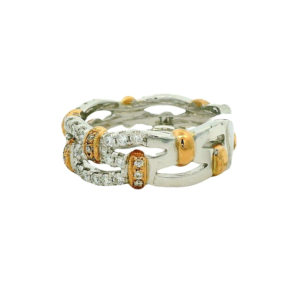 Lady's Two-Tone 14 Karat Band Wedding Band With = 0.64Tw Round G Si1 Diamonds