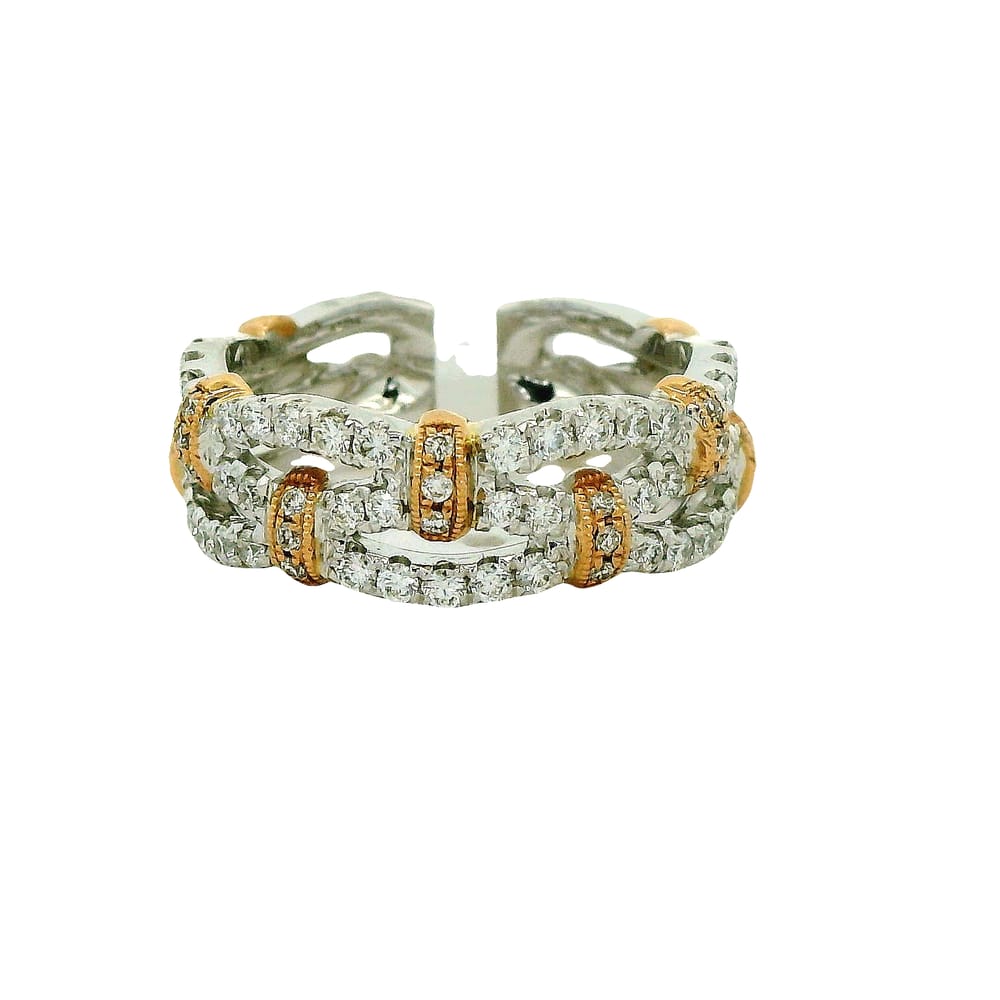 Lady's Two-Tone 14 Karat Band Wedding Band With = 0.64Tw Round G Si1 Diamonds