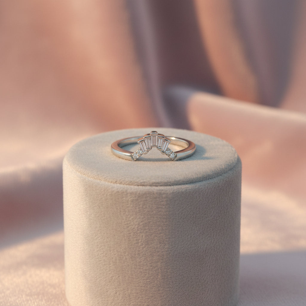 Custom 14K WG 0.20CTW Baquette and Round Diamond Band Size 6
