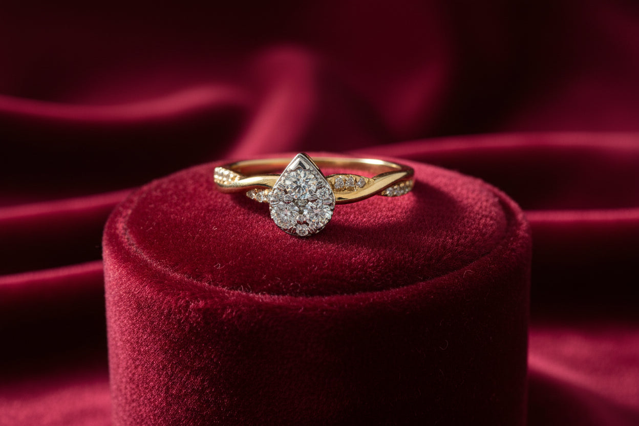 14K RG WG HEAD .24CTW CND CENTER DIA .14CTW SIDE DIA RING