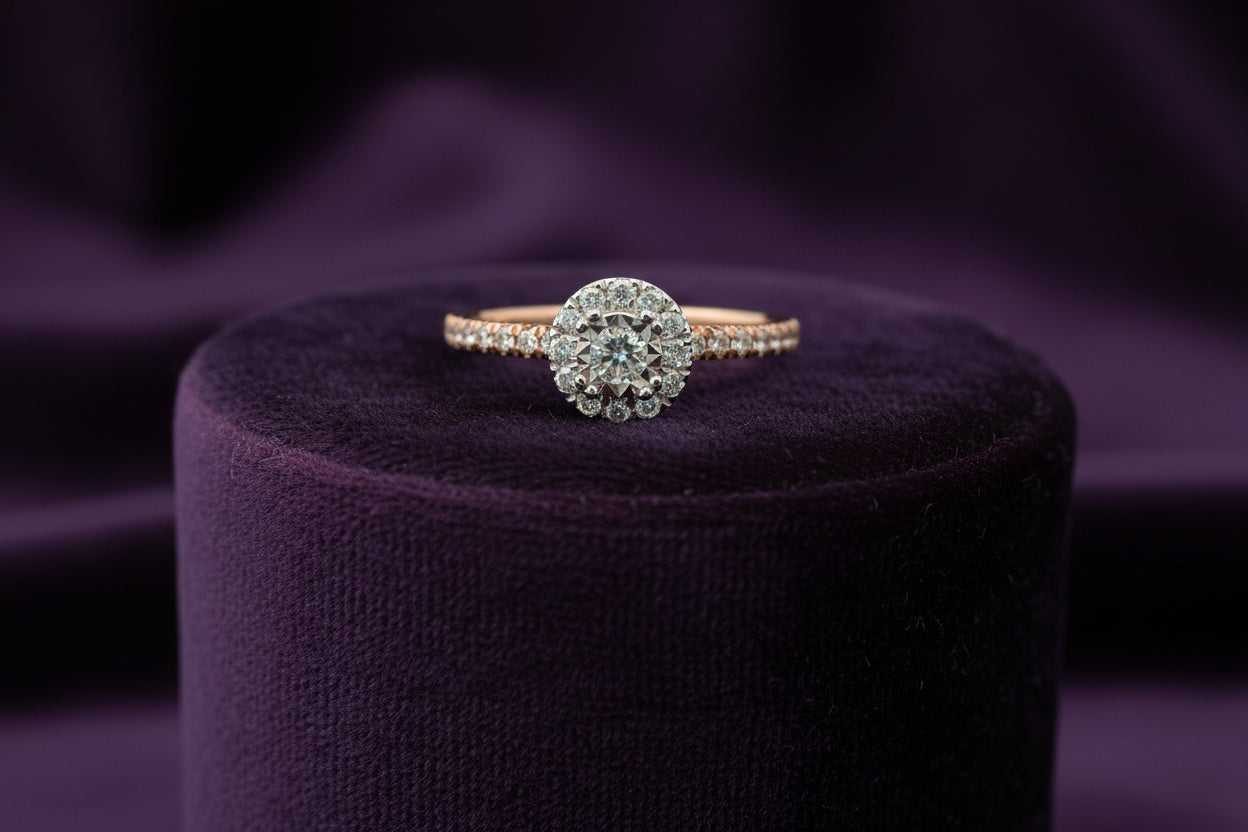 10K RG/WG 0.10CT DIA ILLUSION CENTER STONE WITH 0.46CTW DIA RING