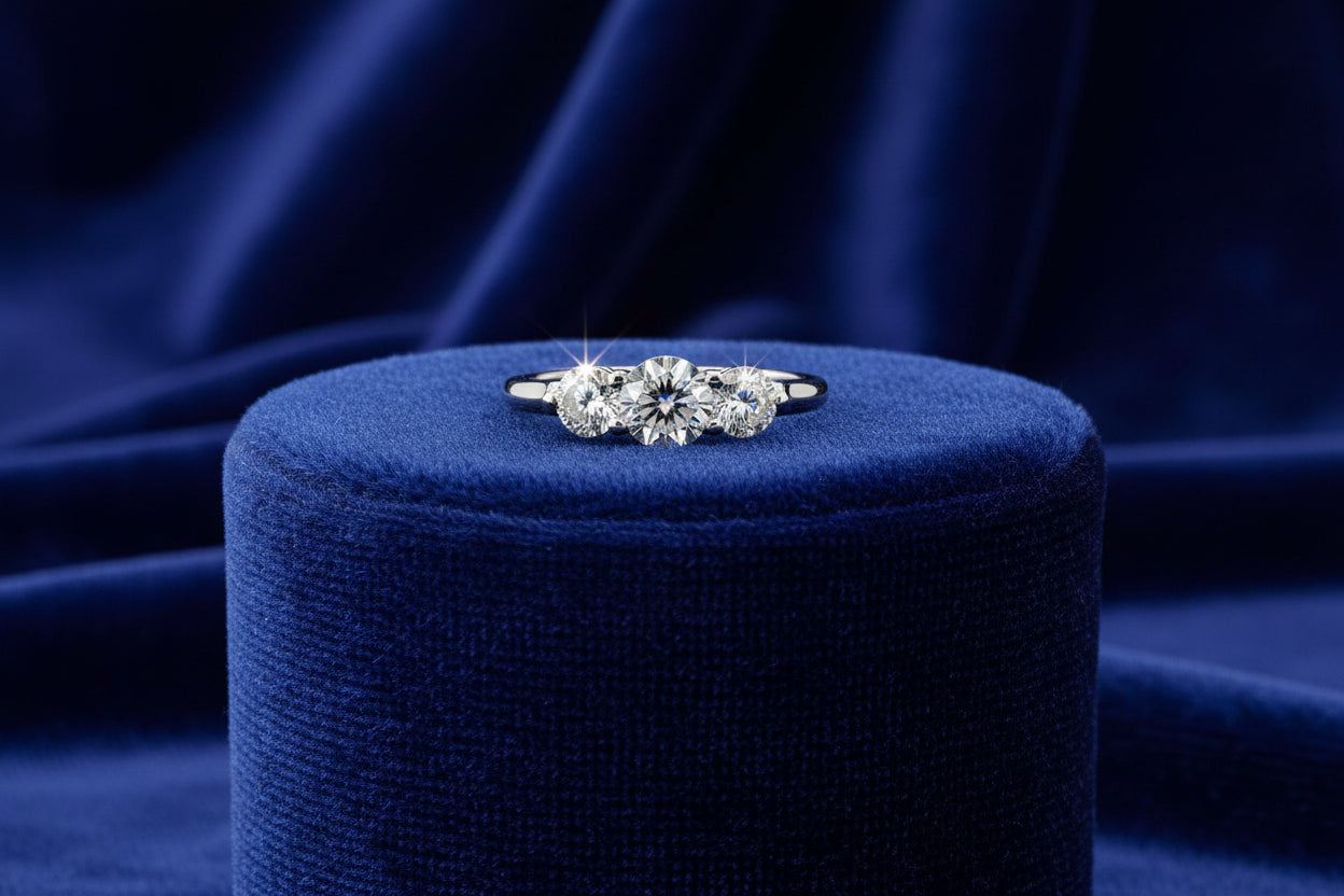 10K WG 0.29CTW DIAMOND ILLUSION SET 3 STONE RING