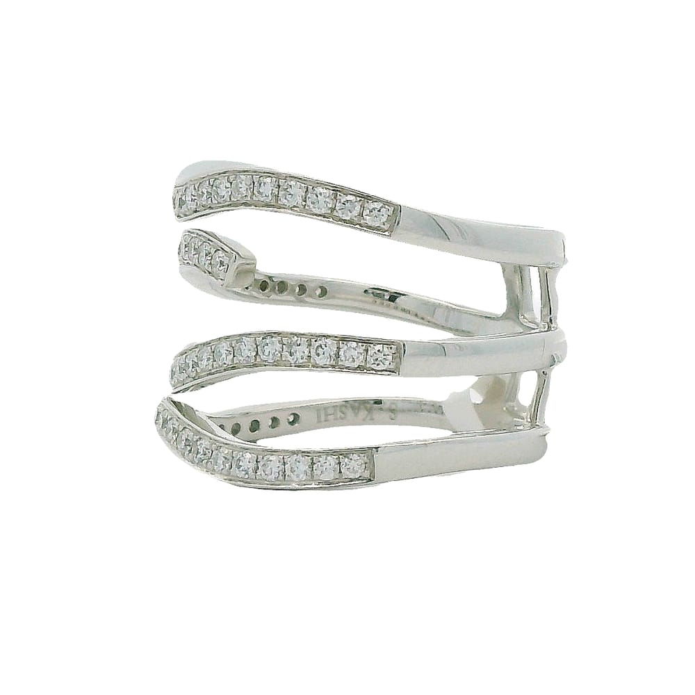 14K WG .60TW SI1 G DIAMOND 4 ROW BYPASS RING