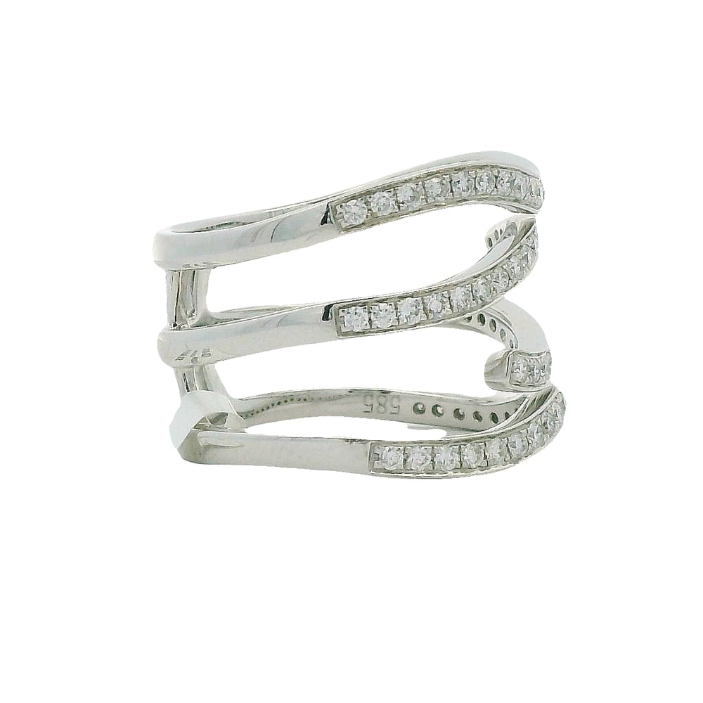 14K WG .60TW SI1 G DIAMOND 4 ROW BYPASS RING