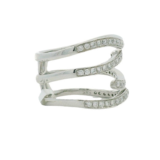 14K WG .60TW SI1 G DIAMOND 4 ROW BYPASS RING