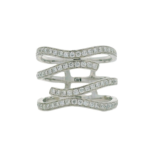 14K WG .60TW SI1 G DIAMOND 4 ROW BYPASS RING