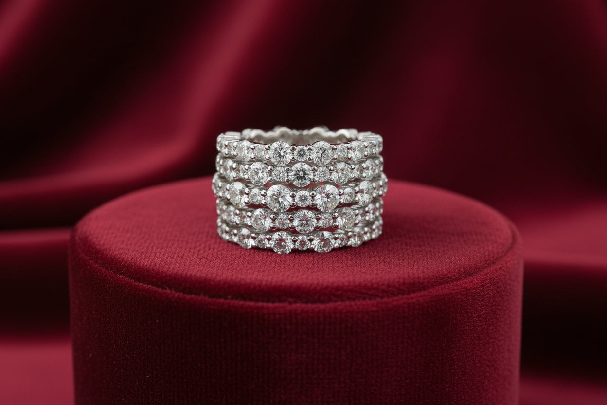 14K WG 2.94TW SI G DIAMOND 5 ROW RING