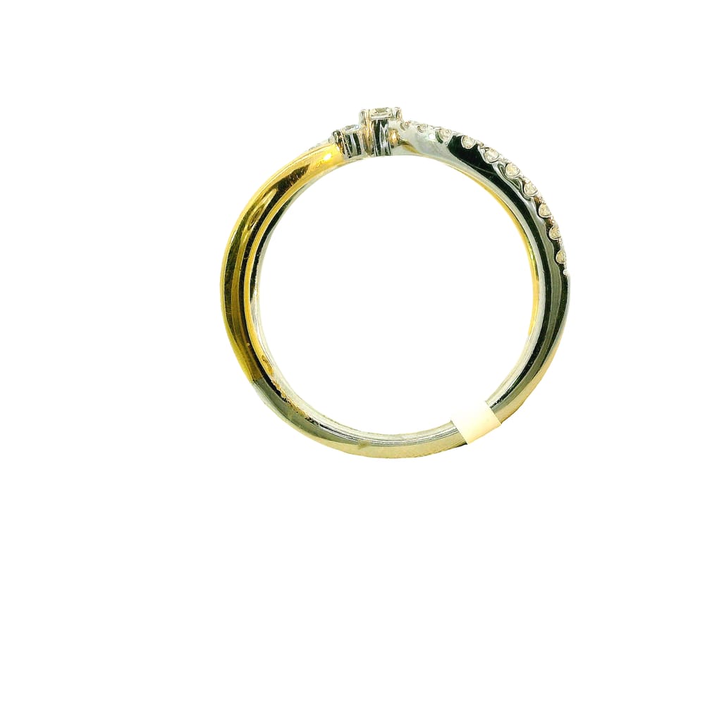 14K YG/WG .30TW DIAMOND CROSS OVER BAND