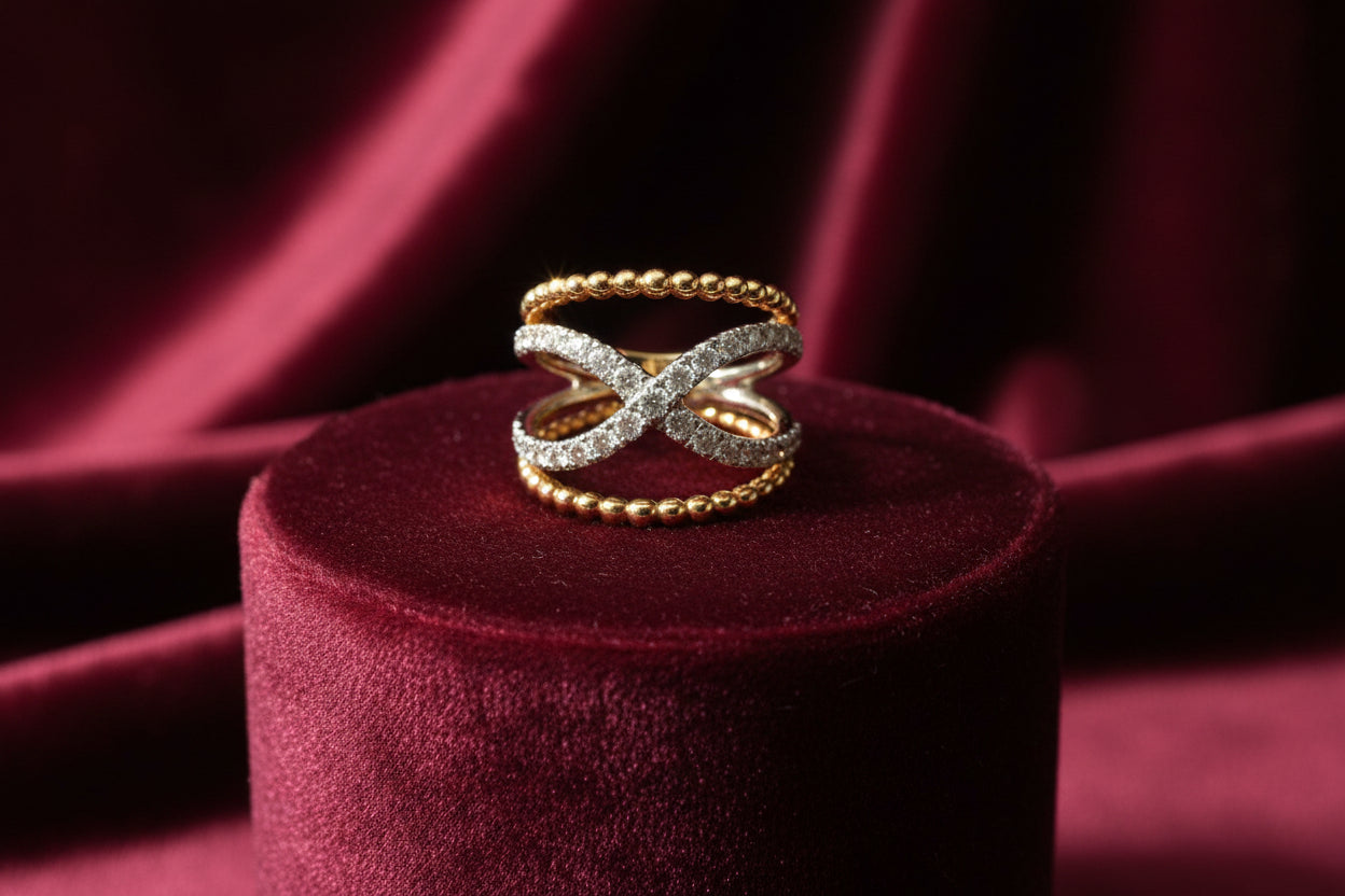 14K WG .69TW SI G DIAMOND INFINITY STILE WITH RG OUTSIDE BANDS