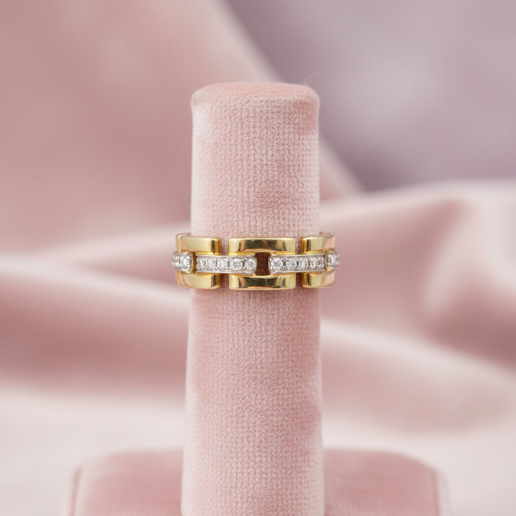 14K YG W/ WG ACCENTS 0.21CTW DIAMOND RING