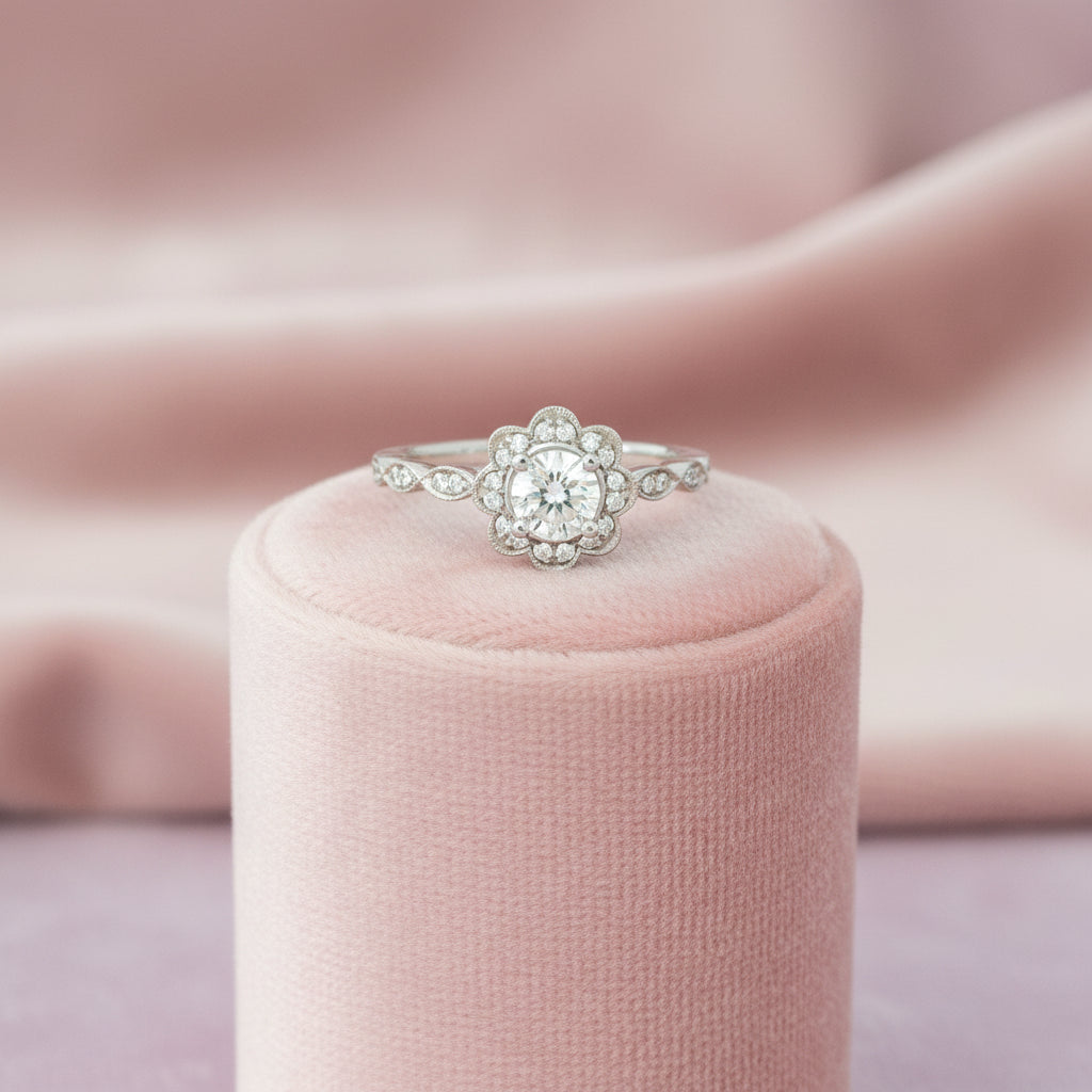 14K WG 0.42ct SI1,G BR Diamond & 0.13ctw Diamond Ring
