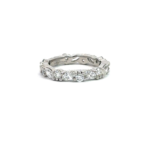 PLATINUM 8 X MARQUISE = 0.96CTW & 9 X RD = .81CTW VS-GH DIAMOND 3/4 ETERNITY BAND SIZE 6.25 WARRA...
