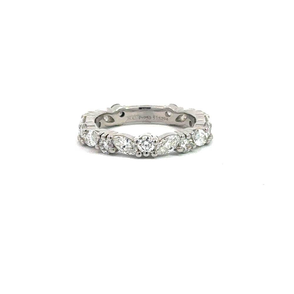 PLATINUM 8 X MARQUISE = 0.96CTW & 9 X RD = .81CTW VS-GH DIAMOND 3/4 ETERNITY BAND SIZE 6.25 WARRA...