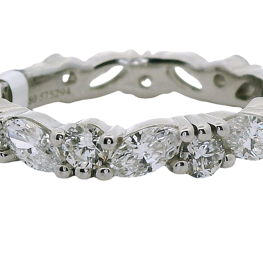 PLATINUM 8 X MARQUISE = 0.96CTW & 9 X RD = .81CTW VS-GH DIAMOND 3/4 ETERNITY BAND SIZE 6.25 WARRA...