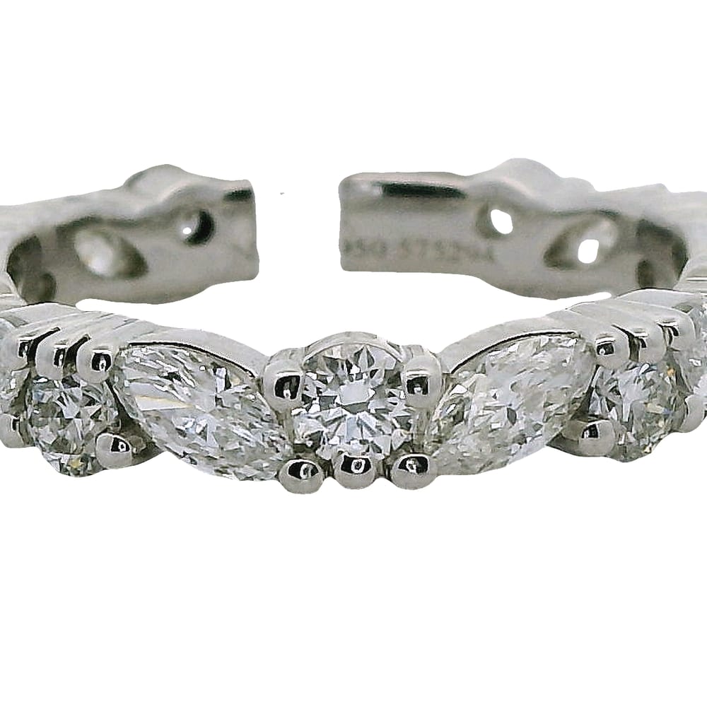 PLATINUM 8 X MARQUISE = 0.96CTW & 9 X RD = .81CTW VS-GH DIAMOND 3/4 ETERNITY BAND SIZE 6.25 WARRA...