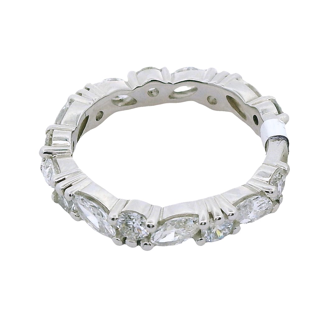 PLATINUM 8 X MARQUISE = 0.96CTW & 9 X RD = .81CTW VS-GH DIAMOND 3/4 ETERNITY BAND SIZE 6.25 WARRA...