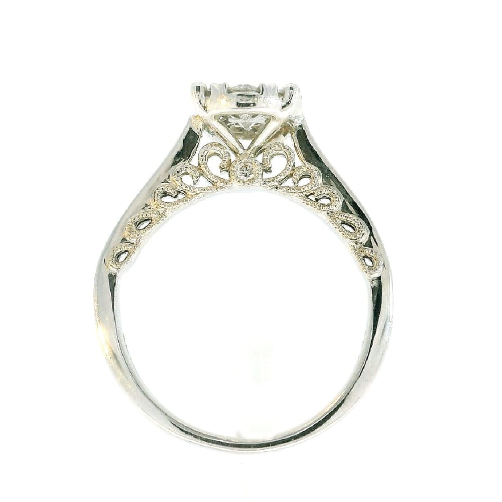 14K WG .75CTW DIAMOND OVAL ILLUSION RING WITH ACCENTS UNDER THE BRIDGE