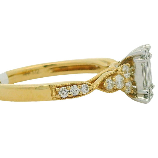 14K YG/WG 0.50CTW BAGUETTE/RD DIAMOND RING