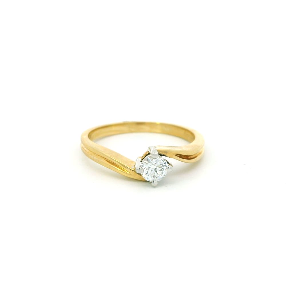 14K Yellow & white gold 0.20ct diamond solitaire ring