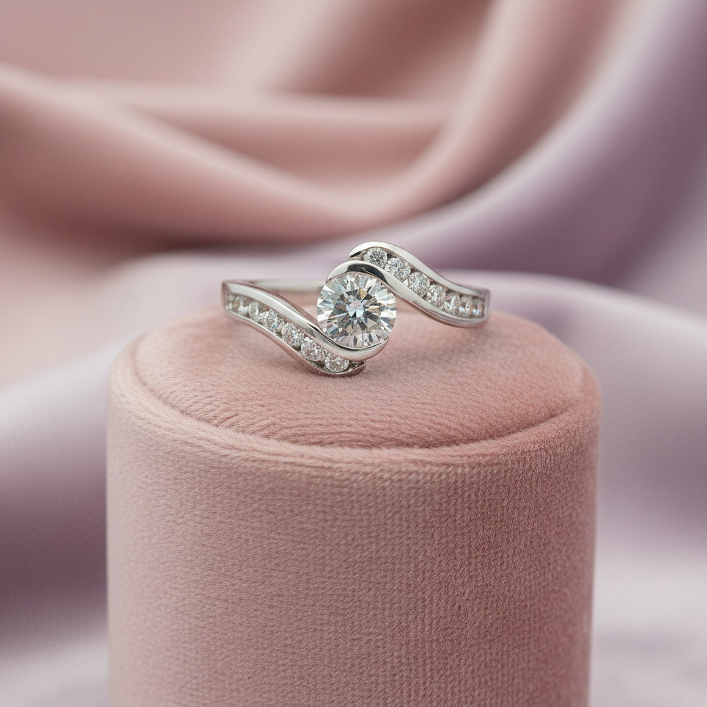14K WG .50CT CENTER DIA SI2 .25CTW SIDE DIAS SI2 RING