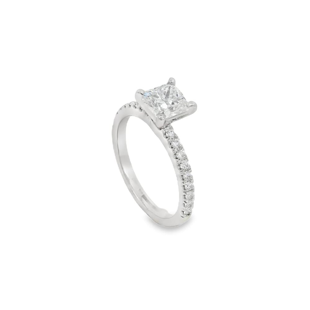 14K WG Noam Carver Ring with a 1.01ct SI3,I Cushion Cut Diamond & accented with 0.25ctw Diamonds ...
