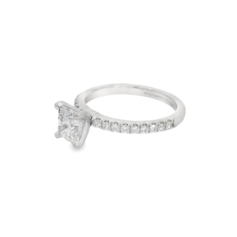 14K WG Noam Carver Ring with a 1.01ct SI3,I Cushion Cut Diamond & accented with 0.25ctw Diamonds ...