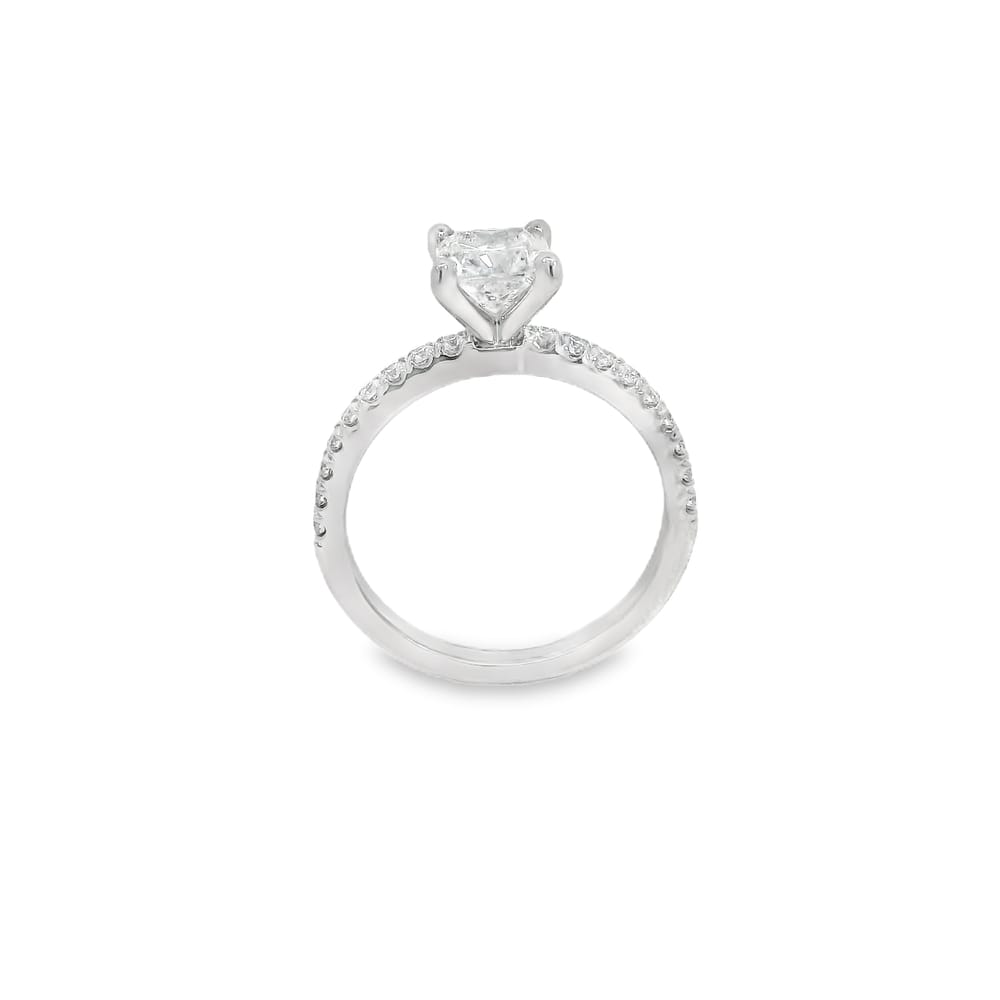 14K WG Noam Carver Ring with a 1.01ct SI3,I Cushion Cut Diamond & accented with 0.25ctw Diamonds ...
