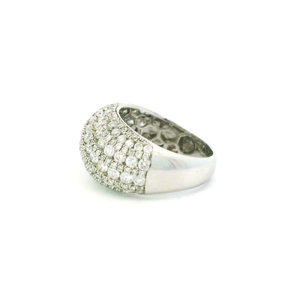 14K WG 3.09ctw Diamond Rail/Domed Ring
