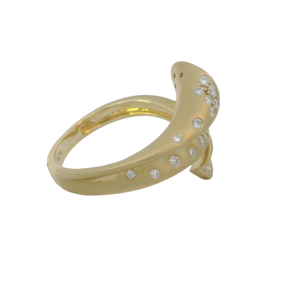 14K YG 0.40ctw Diamonds Gypsy Set Ring with Brush Finish Sz 6.5