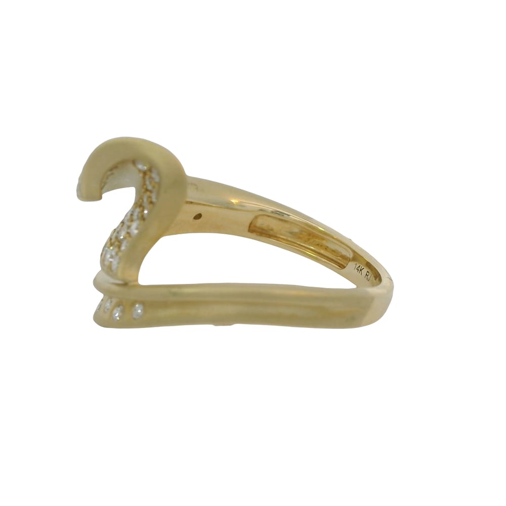 14K YG 0.40ctw Diamonds Gypsy Set Ring with Brush Finish Sz 6.5