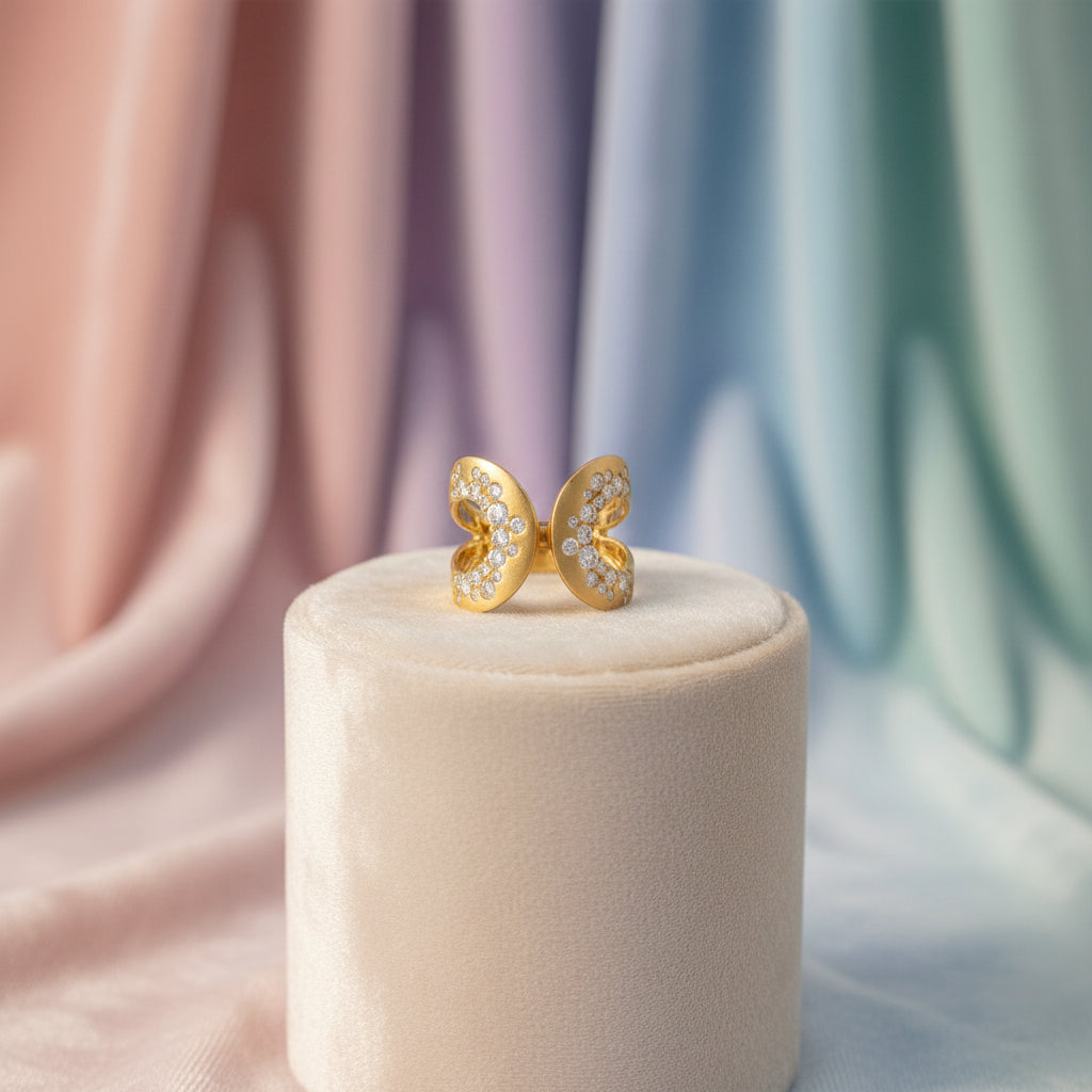14K YG 1.00ctw Diamond Gypsy Set Ring with Brush Finish