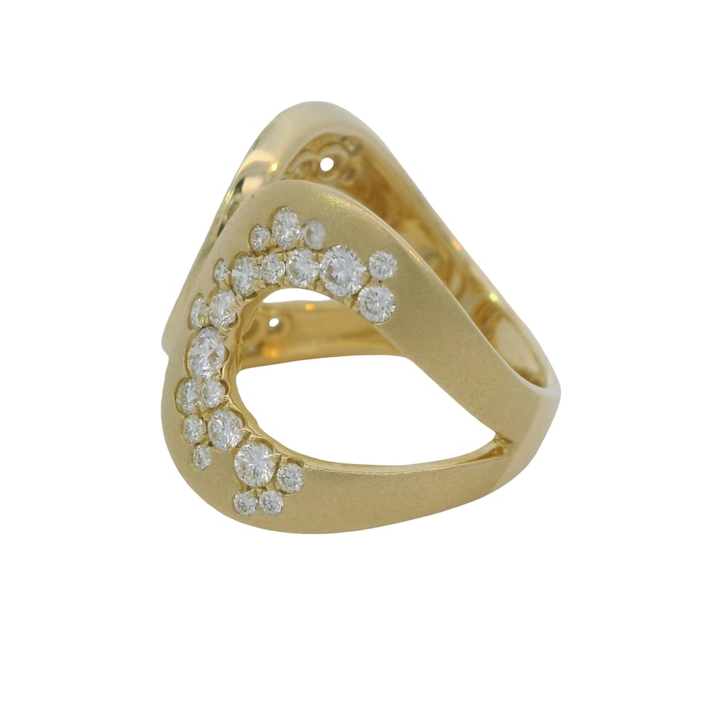 14K YG 1.00ctw Diamond Gypsy Set Ring with Brush Finish