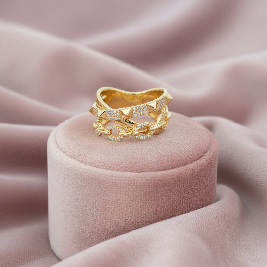 14K YG 0.22ctw Diamond Ring Sz 6.5